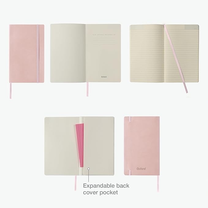 Oxford Journal, Lined Writing Notebook, Writer's Journal, Classic Notebook for School or Office, 192 Pages of Lined Ivory Paper, 5" x 8.25", Blush Softcover (1014645)