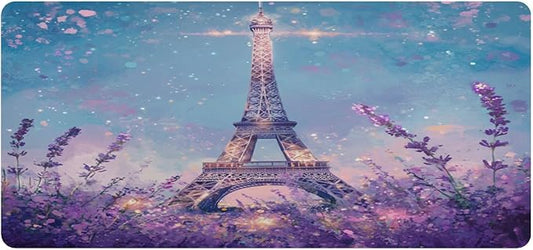 Mouse Pad Desk Mat Leather Desk Pad Large Gaming Desk Cover Protector Mat for Keyboard Computer Laptop Office Waterproof 35.4 x 16.5 Inch Lavender Eiffel Tower Purple
