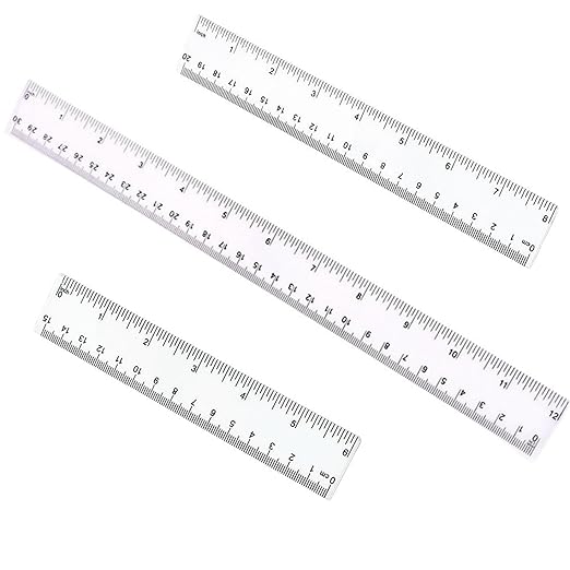 3 Pack Transparent Plastic Ruler, 6 Inch 8 Inch 12 Inch Ruler Set Straight Measuring Tools with Centimeters and Inches for School Home and Office Supply