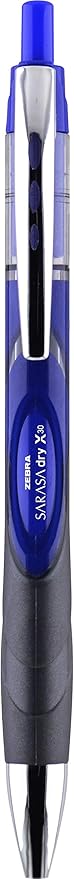 Zebra Pen Sarasa Dry X30 Retractable Gel Pen, Medium Point, 0.7mm, Blue Ink, 12-Pack