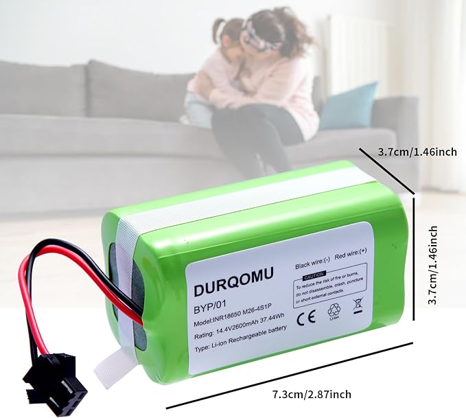 Durqomu 14.4V 2600mAh Li-ion Battery Replacement Compatible with X500 Eufy Robovac 11S MAX 12 15C 15T MAX 25C 30C G10 Hybrid G20 G30 G35 Edge R450 R500 and Ecovacs Deebot N79 N79S DN622