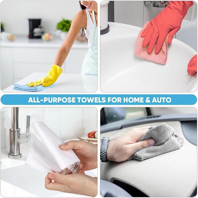 MRIGHT Gray Microfiber Cleaning Cloths Roll, 12x12 Inch, 60 Sheets-2 Rolls, Reusable, Machine Washable, Super Absorbent, Lint Free, Tear Away Design (1)