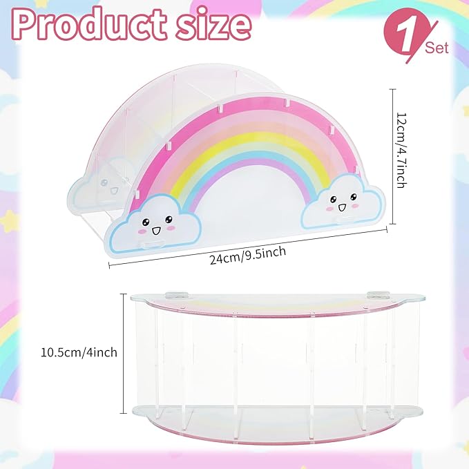 Rainbow Acrylic Desk Organizer Pencil Holder for Desk Art Stationery Supplies Organizer Rainbow Supply Caddy for Home Classroom Office Supplies Birthday Gifts