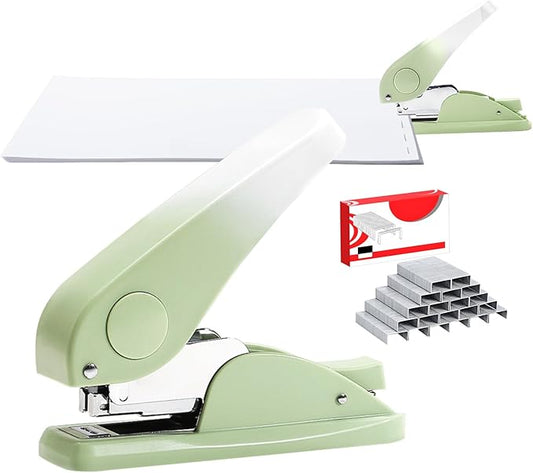 Effort-Saving Lever Teacher Stapler with 1000 Staples, 24/6 and 26/6 Stapler for desks, Offices, and classrooms (Green)