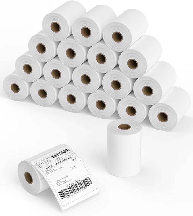 4x6 Thermal Labels Roll – 20 Rolls, 250 Labels/Roll – Perforated & Strong Adhesive Shipping Labels 4x6 – Commercial Grade Thermal Printer Labels for Shipping and Mailing