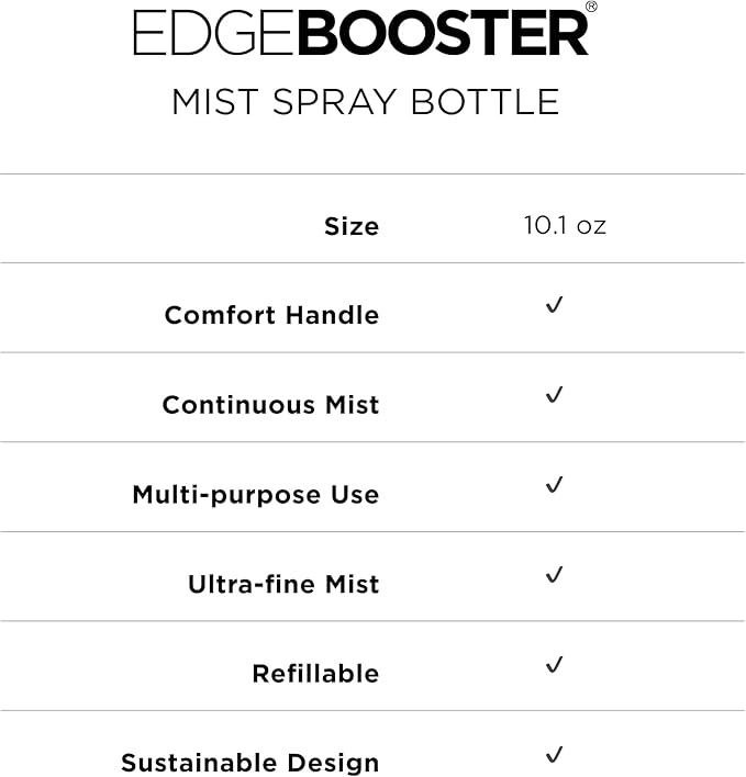 Style Factor Edge Booster Mist Spray Bottle for Hair (10.1oz/300ml) - Continuous Ultra Fine Mist Sprayer – For Hairstyling, Salons, Cleaning, Plants, Essential Oil & More - White
