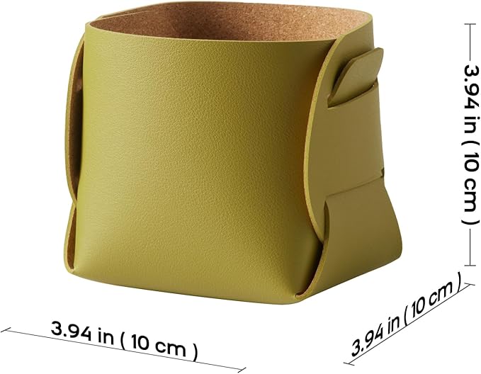 HOMIEAZICOZI 2-Pack Cork Leather Desk Accessories Storage - Pencil Pen Holder - Makeup Brush Holder Organizer - Stylish Addition to Home Decor (Olive Green)