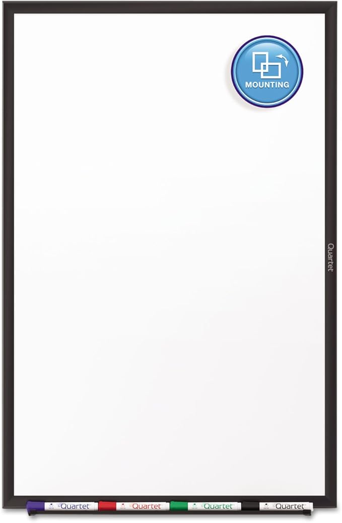 Quartet Whiteboard, Non-Magnetic Dry Erase White Board, 3' x 2', Total Erase, Black Aluminum Frame (S533B)
