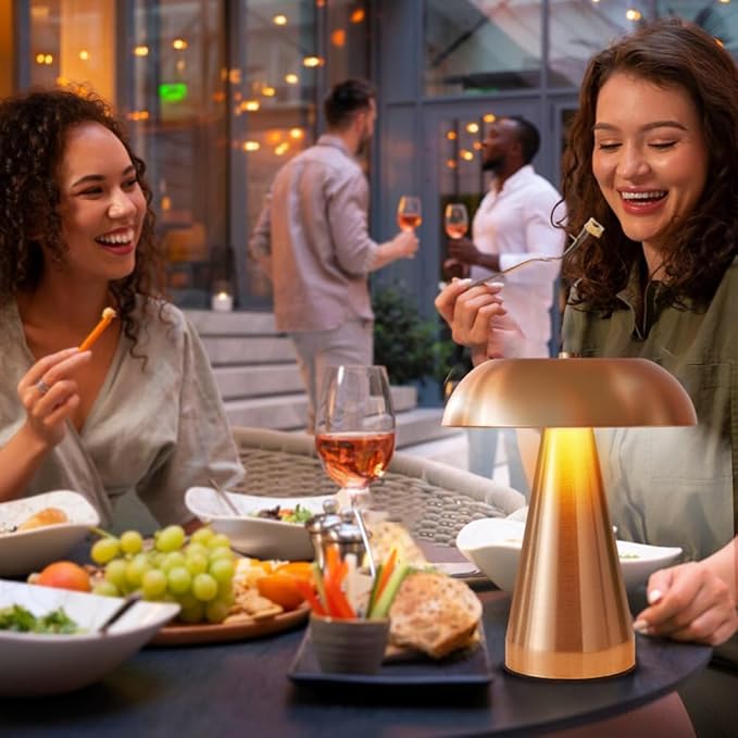 Portable LED Table Lamp, Cordless Metal Desk Lamp,3 Color Touch Control Rechargeable Lamp,3-Levels Brightness Room Decor Desk Lamp,Bedside Lamp,Dining Room Lamp (Rose Gold)