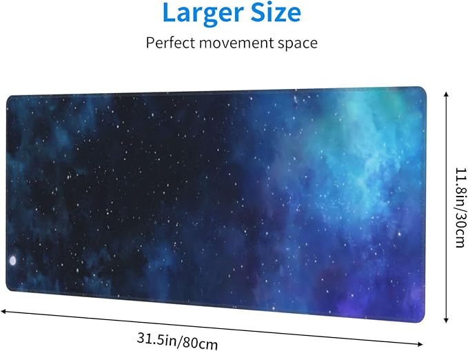 Gaming Mouse Pad, Large Non-Slip Rubber Base Mousepad, Keyboard Mouse Mat, Desk Pad with Stitched Edges, 31.5x11.8inch,Starry Sky