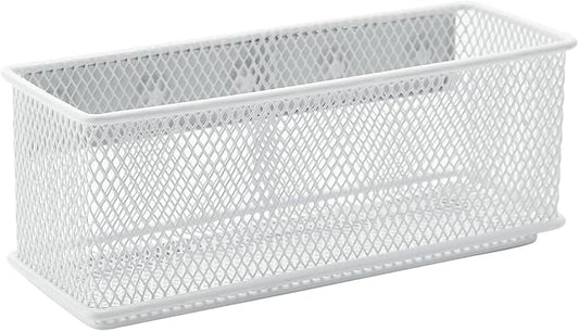 dedoot Magnetic Pencil Holder, White Mesh Pen Organizer Strong Magnetic Storage Basket Organizes Pens, Pencils, Markers for Whiteboard, Locker, Fridge, Cubicle Desk, Offices 6.3x2.3x2.6inch