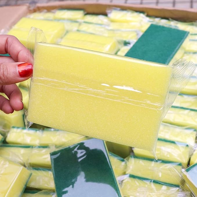 Sponge Individually Wrapped，Kitchen Dishwashing Sponge Scouring Pad Dishcloth Suitable for Travel Apartments Set of 24 PCS