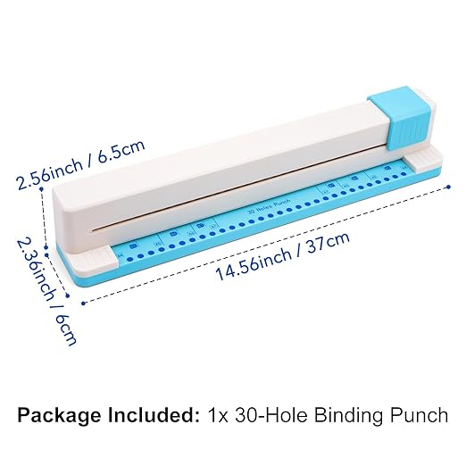 30 Holes Binding Punch,Loose Leaf Paper Punch Machine,Portable Hand Pushed Multi-Hole Puncher for Notebooks, Agendas, Planners,to-Do Lists, School Works and so Much More