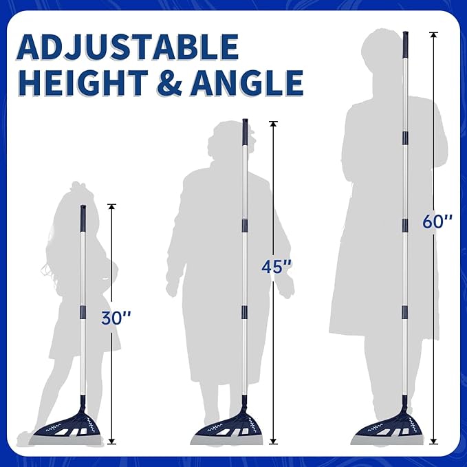 Magic Air Broom, Squeegee Broom for Floor Cleaning, 60’’ Multifunctional Floor Squeegee with Aluminum Adjustable Handle, Magic Broom for Glass, Fine Dust, Pet Hair, Liquids (Ocean Blue)