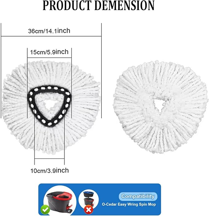 Yeeson Spin Mop Replacement Head, 16 Pack 100% Microfiber Mop Refills Spin Mop Replacements Head for Easy House Cleaning Floor Mopping