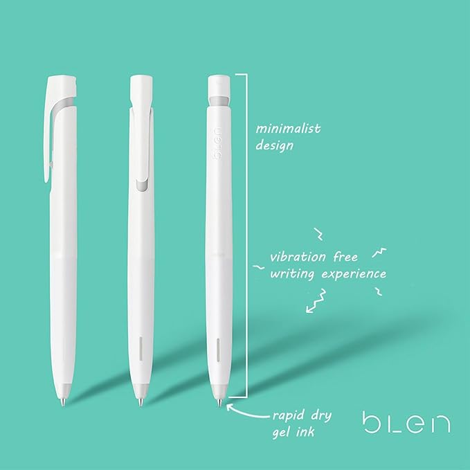 Zebra Pen bLen Gel Pens 0.7mm Medium Point Black And Blue Ink 6-Pack With 4 Refills, Smooth Fast-Drying Ink, Vibration-Free Writing Experience, Rubber Grip, Low-Profile Clip (49506)