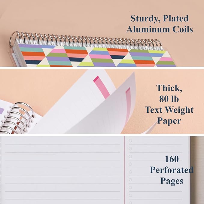 Erin Condren 7” x 9” Productivity Spiral Notebook, Lines & Checklist Layout with 80 Lb. Paper, Hypnotic Cover, 160 Productivity Notebook Pages, Platinum Coil, Stickers Included