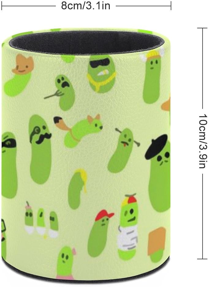 Cute Pickles Pen Holder Pencil Organizer Cute Pencil Cup Desk Decor Makeup Brush Holder PU Multifunctional Office Suppliesfor Home Classroom School
