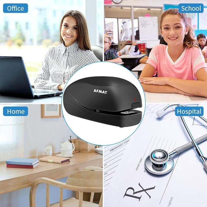 Electric Stapler for Desk, Automatic Stapler Desktop, Office Staplers Electric, AC or Battery Operated Staplers Heavy Duty Office Use, with Reload Reminder & Release Button, 25 Sheets Capacity, Black