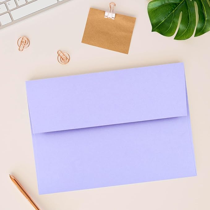 50 Pack 4x6 Envelopes for Invitations,4.75x6.5 inches,A4 Envelope Purple Self Seal,Printable Envelopes for Wedding,Invitation,Baby Shower,4x6 Cards,Purple