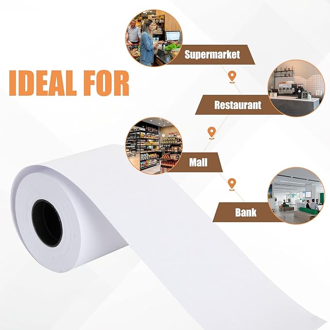 24 Pack 2 1/4" x 98 ft Adding Machine/Calculator Rolls Adding Machine Tape Paper Receipt Paper for Cash Registers, Printing Calculators
