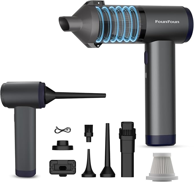 MGVK Handheld Vacuum Cordless, Portable Car Vacuum, High Power Cleaner for Pet Hair/Car/Home, Suction & Blow 2 in 1, 17-30 Min Run Time, Small Lightweight Gadget, Type-C Rechargeable
