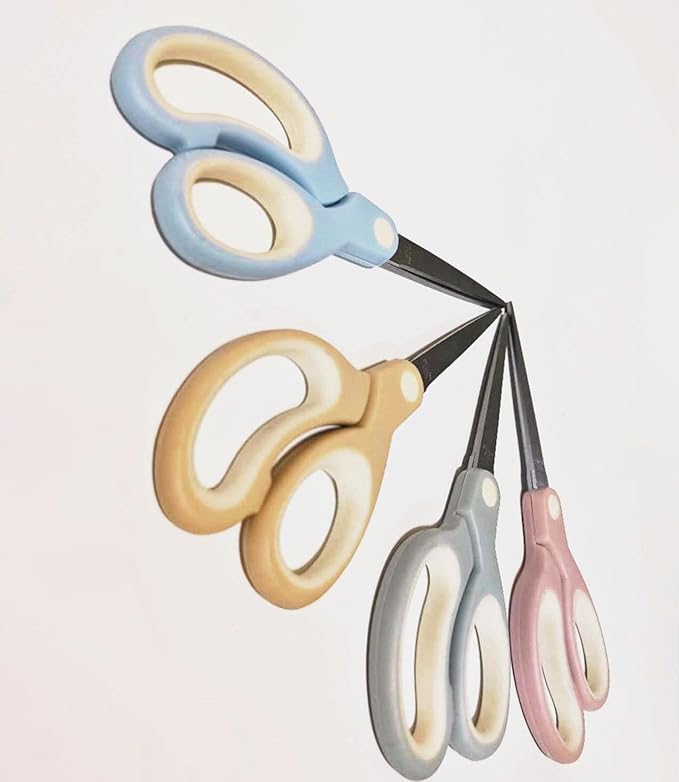 Pastel Non-Stick Scissors - All-Purpose Office & Craft, Soft Grip Cutting Tool, Blunt Tip Fabric Shears for Kids - Sewing, Left & Right Handed (1 Pack, Pink)