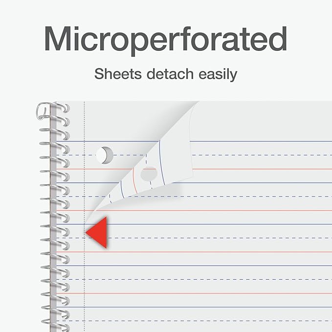 Oxford Primary Ruled Spiral Notebooks, Writing/Drawing Practice for Kids, Grades Pre-K, K-2, 70 Sheets, 8 x 10.5 Inches, Black, 3 Pack (1002542)