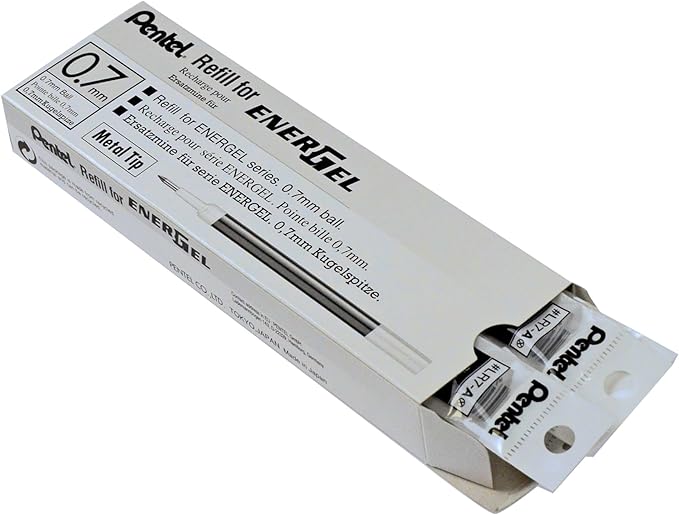 Pentel LR7ABX Gel Pen Refills, f/EnerGel, 0.7mm, Fine, 12/BX, Black Ink