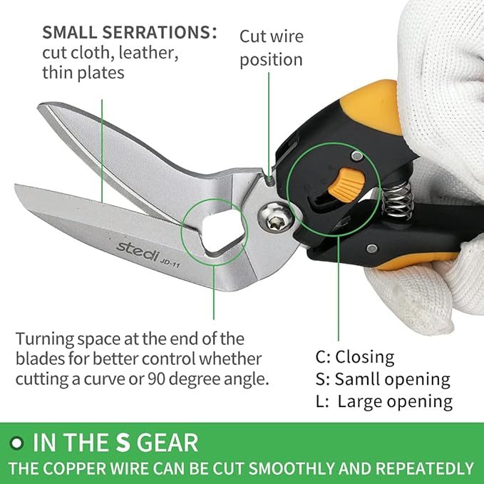stedi 9-Inch Scissor Heavy Duty, All Purpose Scissors, Cardboard and Carpet Shears, TPR Handle, Extremely Sharp Blades with Finely Serrated -Easy Cutting Thick Paper, Leather, Fabric