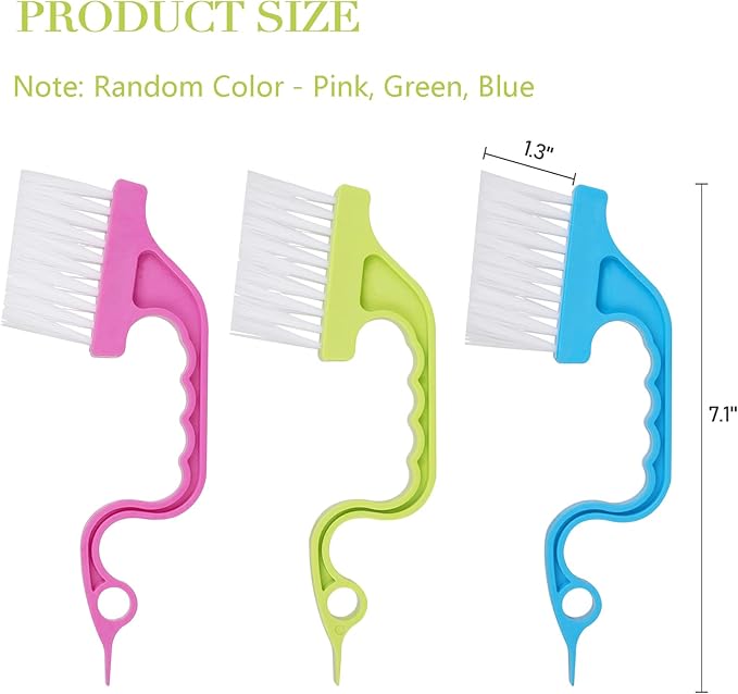 Trycooling Hand-held Groove Gap Cleaning Tools Door Window Track Kitchen Cleaning Brushes (Random Color-Blue, Green, Pink) (2 Pcs)