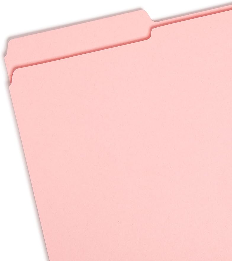 Smead File Folder, Reinforced 1/3-Cut Tab, Legal Size, Pink, 100 per Box (17634)