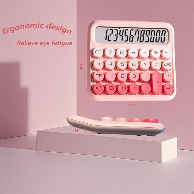 Pink Calculator 12-Digit Large LCD Display Calculator with Big Buttons, School, and Home Use,The Best Choice for Gifts