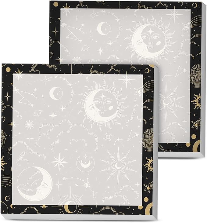 Sticky Notes, 2 Pads, 3x3 inches, Cute Colorful Fun Self-Stick Note Pads, Easy Post, Strong Adhesive Notepad Celestial Moons Stars