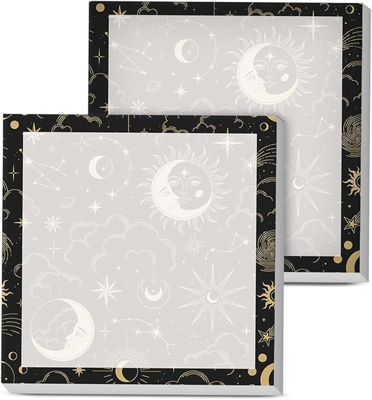 Sticky Notes, 2 Pads, 3x3 inches, Cute Colorful Fun Self-Stick Note Pads, Easy Post, Strong Adhesive Notepad Celestial Moons Stars