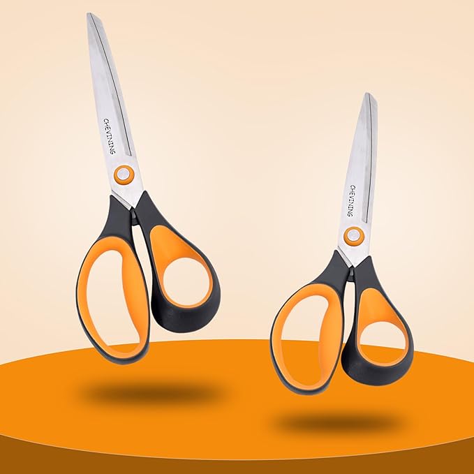 7"8"Scissors All Purpose 2 Pack Comfort Grip Craft Scissors for Office, Home, School, Sewing & Art Supplies (Orange &Gray)