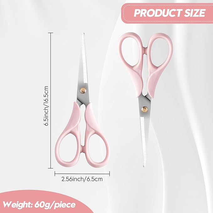 Honagu Professional Scissors - Stainless Steel Precision Blades, Non-Slip Ergonomic Handles for Crafting, Office, Fabric & DIY Projects (Pink)