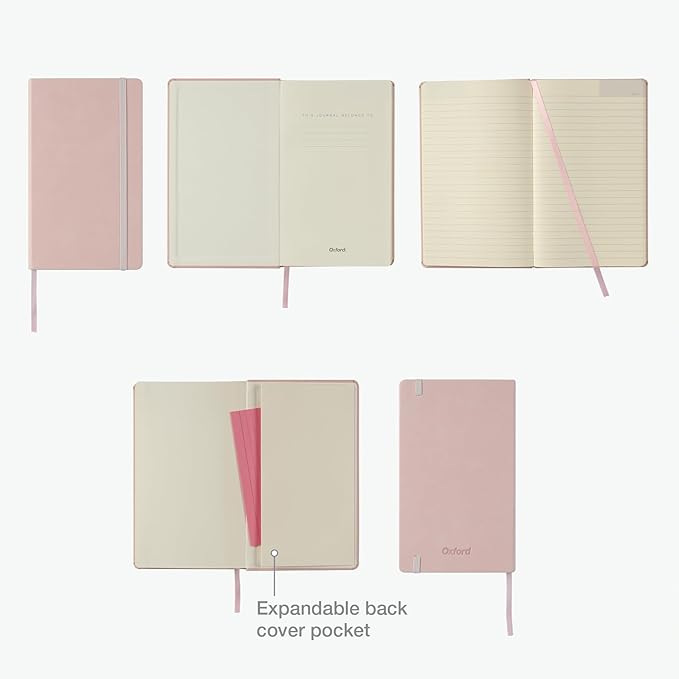 Oxford Journal, Lined Writing Notebook, Writer's Journal, Classic Notebook for School or Office, 240 Pages, 5" x 8.25", Hardcover, Blush (75501)