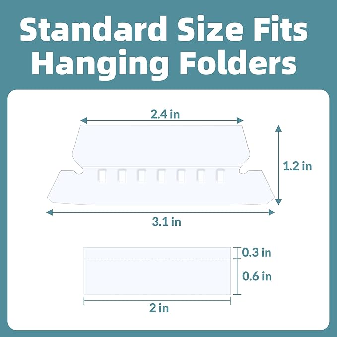File Folder Tabs, SUNEE 100 Sets Hanging File Folder Labels Tabs and Inserts for Hanging Files Folders