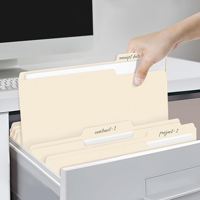 SUNEE File Folders, 18 Pack Manilla Folders 8.5 x 11, 1/3 Cut Tab for Easy Labeling and Organization, Durable Standard Paper for Home, Office, School Filing