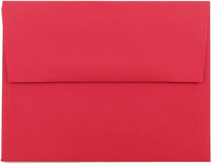 JAM PAPER A2 Colored Recycled Invitation Envelopes - 4 3/8 x 5 3/4 - Red Recycled - 50/Pack