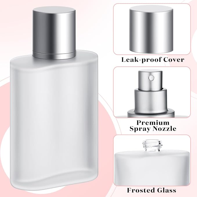 Tessco for you 12 Pcs 1.7 Ounces Perfume Bottles Empty Frosted Glass Spray Bottles 100ml Refillable Atomizer Perfume Dispenser Fine Mist Atomizer Cosmetic Make up Container(Silver Gray)