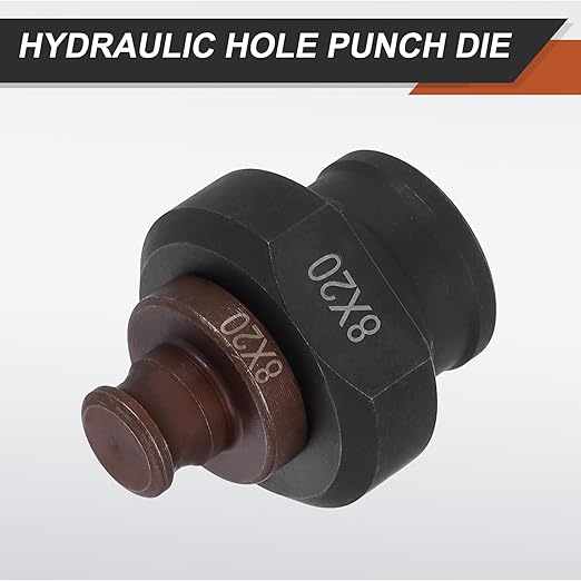 HARFINGTON Hydraulic Hole Punch Die 8x20mm Oval Hole 40Cr Steel Electric Punching Kit for MHP-20 JP-20 Electric Punching Machine, Burgundy & Black