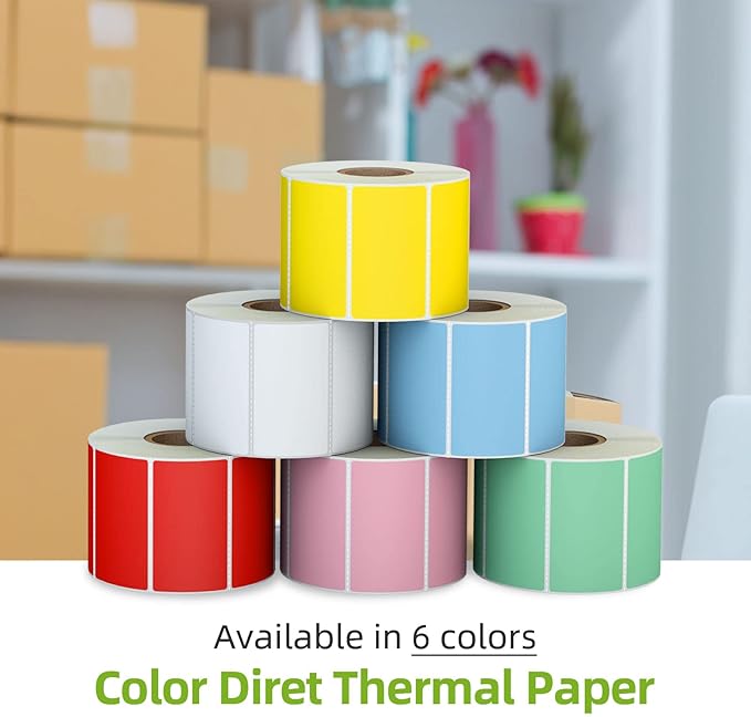 2.25" x 1.25" Multi-Purpose Direct Thermal Labels, Color Self-Adhesive Address Shipping Barcode Thermal Stickers, Compatible with Rollo & Zebra Thermal Label Printer(6 Rolls, 6000 Labels)