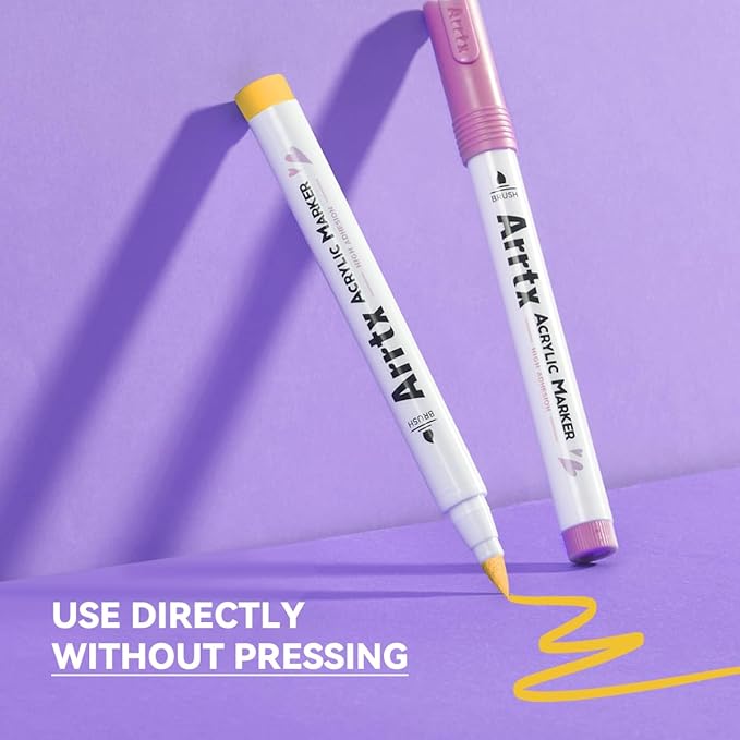 Arrtx Acrylic Markers 30A,Brush Tip Acrylic Paint Pens Markers for Rock Painting, Wood, Ceramic,Glass,Canvas,Metal,Plastic, Fabric, Stone & DIY Projects