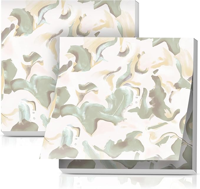 2 Pack Sticky Notes 3x3 Inches, Bright Cute Strong Sticking Power, Easy to Post for Home, Office, 80sheets/Pads, Abstract Watercolor Leaves