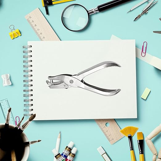 2 Pack Single Hole Punch with 20 Pcs Binder Rings, 1/4 Inch One Hole Paper Puncher, Small Hole Punches for Paper, Crafts, Binder, Tags, Cards and Tickets (Silver)