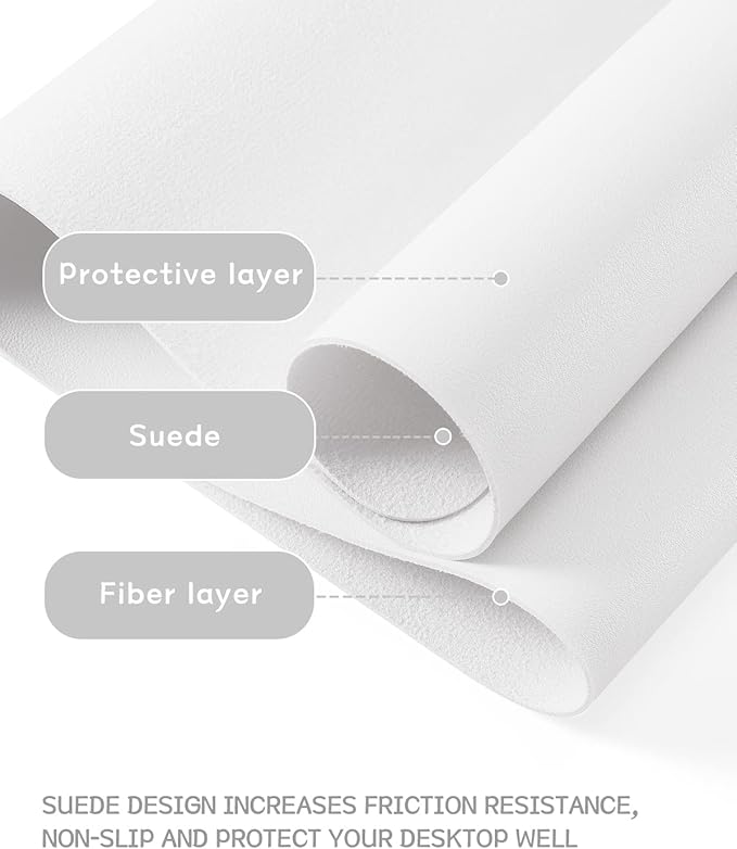 YSAGi Non-Slip Leather Desk Pad, Waterproof Laptop Computer Desk Keyboard Mat, Table Protector Blotter Mat, Large Mouse Pad for Office/Work/Home/Decor(White, 23.6" x 13.7")