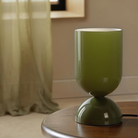 8.9" Modern Glass Table Lamp for Living Room, Desk Lamps for Bedroom, UL Listed Nightstand Lamp with Dome Base, End Table Lamps for Kids Room, Side Tables, College Dorm, Office, Glossy Green