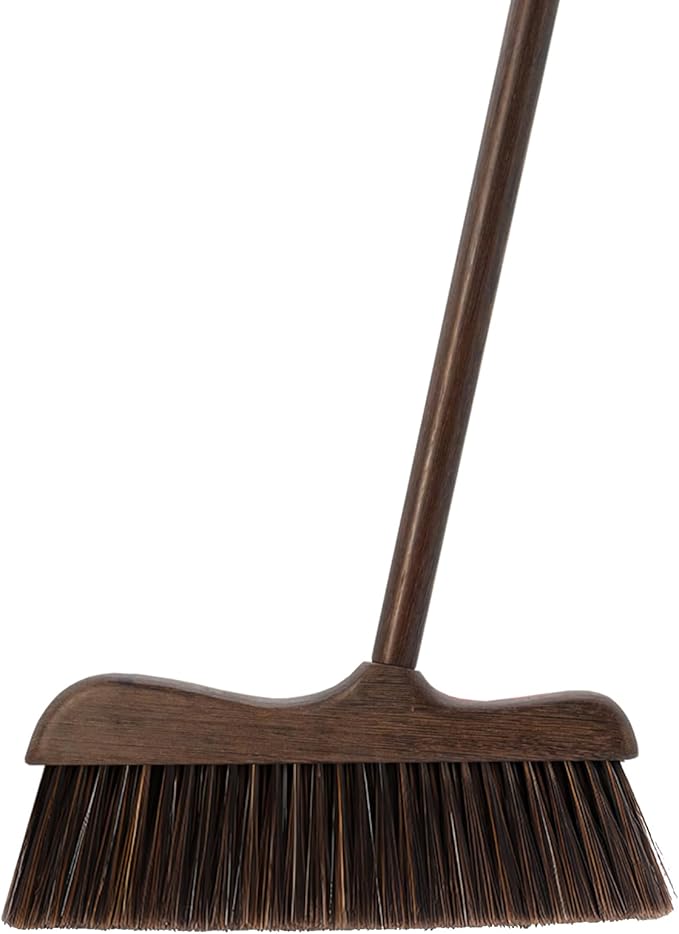 Xifando Wood Angle Broom – 44.8” Wooden Handle Compact Brooms for Indoor Kitchen – Soft PP Bristles, Durable Sweeping Broom